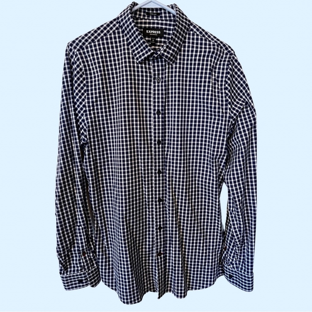 Express Extra Slim Performance Button Down - Navy - Medium